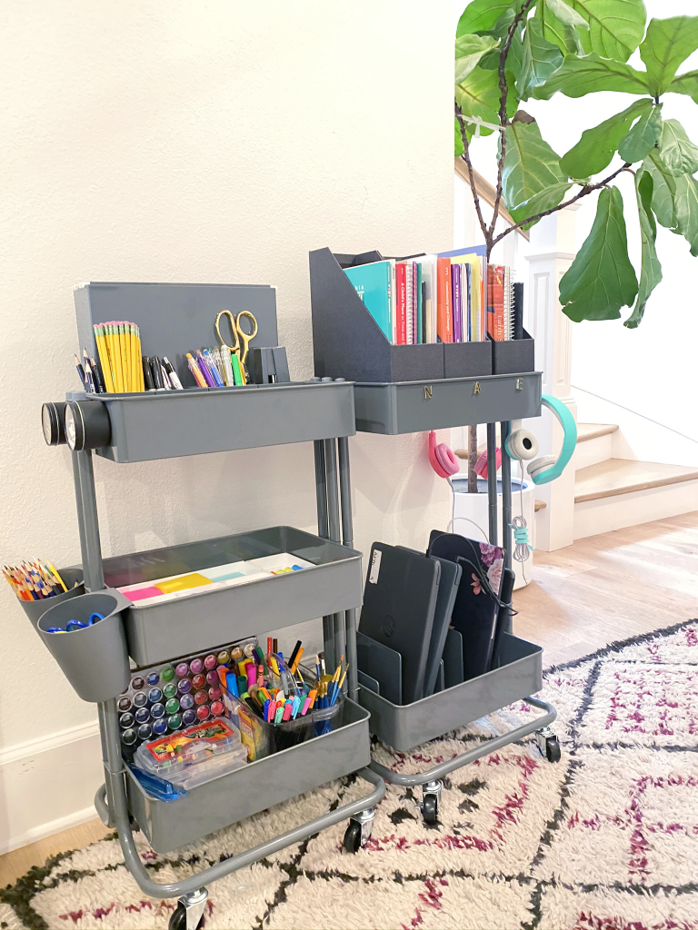 Cardboard Shelf Organizer for Homeschool